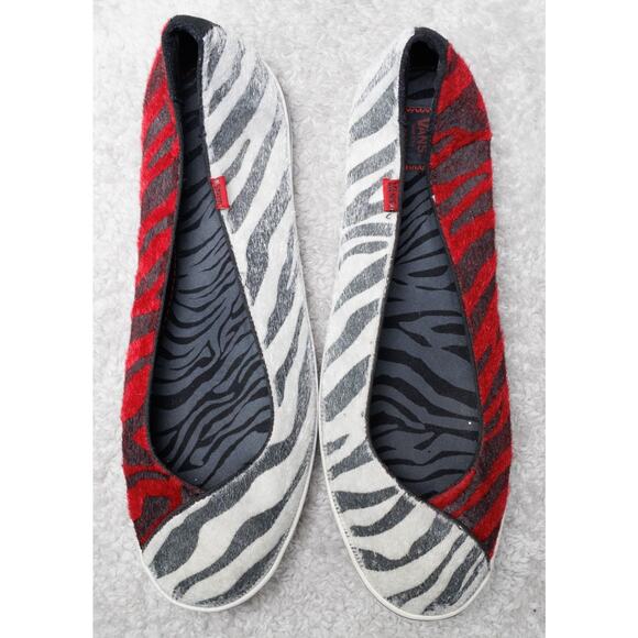 Vans Caliente Zebra Print Slip on Red Black White Sneakers Ballet Womens 10.5 - Picture 7 of 16